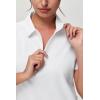 imageTHE GYM PEOPLE Womens Short Sleeve Polo Shirts Zip Up Quick Dry Breathable Collared Golf Workout TopsWhite