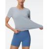 imageTHE GYM PEOPLE Womens Short Sleeve Workout TShirts Stretchy Lightweight Crewneck Athletic Running Lounge Tee TopsHeather Grey