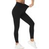 imageTHE GYM PEOPLE Womens V Cross Waist Yoga Leggings with High Waisted Tummy ControlBlack