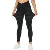 imageTHE GYM PEOPLE Womens V Cross Waist Yoga Leggings with High Waisted Tummy ControlBlack Camo