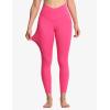 imageTHE GYM PEOPLE Womens V Cross Waist Yoga Leggings with High Waisted Tummy ControlBright Pink