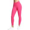 imageTHE GYM PEOPLE Womens V Cross Waist Yoga Leggings with High Waisted Tummy ControlBright Pink