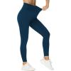 imageTHE GYM PEOPLE Womens V Cross Waist Yoga Leggings with High Waisted Tummy ControlDark Blue Green