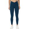 imageTHE GYM PEOPLE Womens V Cross Waist Yoga Leggings with High Waisted Tummy ControlDark Blue Green