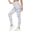 imageTHE GYM PEOPLE Womens V Cross Waist Yoga Leggings with High Waisted Tummy ControlXmas Print White