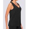 imageTHE GYM PEOPLE Womens V Neck Tank Tops Stretchy Loose Fit Sleeveless Workout Shirts Quick Dry Yoga Tops with Side SplitBlack