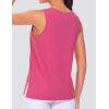imageTHE GYM PEOPLE Womens V Neck Tank Tops Stretchy Loose Fit Sleeveless Workout Shirts Quick Dry Yoga Tops with Side SplitBright Pink