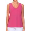 imageTHE GYM PEOPLE Womens V Neck Tank Tops Stretchy Loose Fit Sleeveless Workout Shirts Quick Dry Yoga Tops with Side SplitBright Pink