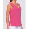 imageTHE GYM PEOPLE Womens V Neck Tank Tops Stretchy Loose Fit Sleeveless Workout Shirts Quick Dry Yoga Tops with Side SplitBright Pink