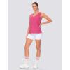 imageTHE GYM PEOPLE Womens V Neck Tank Tops Stretchy Loose Fit Sleeveless Workout Shirts Quick Dry Yoga Tops with Side SplitBright Pink