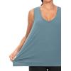 imageTHE GYM PEOPLE Womens V Neck Tank Tops Stretchy Loose Fit Sleeveless Workout Shirts Quick Dry Yoga Tops with Side SplitGrey Blue