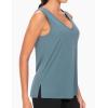 imageTHE GYM PEOPLE Womens V Neck Tank Tops Stretchy Loose Fit Sleeveless Workout Shirts Quick Dry Yoga Tops with Side SplitGrey Blue