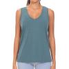 imageTHE GYM PEOPLE Womens V Neck Tank Tops Stretchy Loose Fit Sleeveless Workout Shirts Quick Dry Yoga Tops with Side SplitGrey Blue