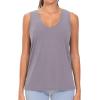 imageTHE GYM PEOPLE Womens V Neck Tank Tops Stretchy Loose Fit Sleeveless Workout Shirts Quick Dry Yoga Tops with Side SplitGrey Purple