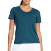 imageTHE GYM PEOPLE Womens VNeck Workout Shirts Short Sleeve Breathable Basic Yoga Athletic TShirtsDark Blue Green