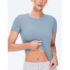imageTHE GYM PEOPLE Womens Workout Tops Short Sleeve Slim Fit Breathable Athletic Yoga Running Casual Basic Tee ShirtsDenim Blue