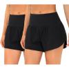 imageTHE GYM PEOPLE 2 Pack Womens High Waisted Running Shorts with Zipper Pockets Liner Quick Dry Athletic Workout ShortsBlackBlack