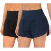imageTHE GYM PEOPLE 2 Pack Womens High Waisted Running Shorts with Zipper Pockets Liner Quick Dry Athletic Workout ShortsBlackBlue