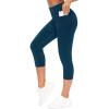 imageTHE GYM PEOPLE Tummy Control Workout Capris Leggings with Pockets High Waist Athletic Yoga Pants for Women Running HikingDark Blue Green