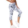 imageTHE GYM PEOPLE Tummy Control Workout Capris Leggings with Pockets High Waist Athletic Yoga Pants for Women Running HikingMarble