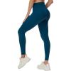 imageTHE GYM PEOPLE Womens Cross Waist Workout Leggings Tummy Control High Waisted Athletic Yoga Pants with PocketsDark Blue Green