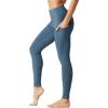 imageTHE GYM PEOPLE Womens High Waist Yoga Pants Soft Tummy Control Athletic Workout Leggings with Deep PocketsGrey Blue