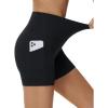imageTHE GYM PEOPLE Womens High Waist Yoga Shorts 5quot Stretchy Tummy Control Biker Workout Running Short with Side PocketsBlack