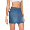 imageTHE GYM PEOPLE Womens High Waisted Mini Denim Skirts with Pockets Stretch Skinny Jean Bodycon SkirtsDenim Blue