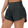 imageTHE GYM PEOPLE Womens High Waisted Running Shorts Quick Dry Athletic Workout Shorts with Mesh Liner Zipper PocketsCharcoal Grey