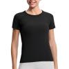 imageTHE GYM PEOPLE Womens Seamless Workout TShirts Short Sleeve Slim Fit Shirts Breathable Running Tee TopsBlack