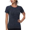 imageTHE GYM PEOPLE Womens Seamless Workout TShirts Short Sleeve Slim Fit Shirts Breathable Running Tee TopsHeather Black