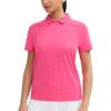 imageTHE GYM PEOPLE Womens Short Sleeve Polo Shirts Zip Up Quick Dry Breathable Collared Golf Workout TopsBright Pink