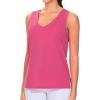 imageTHE GYM PEOPLE Womens V Neck Tank Tops Stretchy Loose Fit Sleeveless Workout Shirts Quick Dry Yoga Tops with Side SplitBright Pink