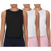 imageTHE GYM PEOPLE Womens Workout Tank Tops 3 Pack Quick Dry Athletic Running Sleeveless ShirtsBlackWhiteWhite