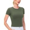 imageTHE GYM PEOPLE Womens Workout Tops Short Sleeve Slim Fit Breathable Athletic Yoga Running Casual Basic Tee ShirtsOlive Green