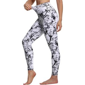 imageTHE GYM PEOPLE Womens High Waist Workout Legging Soft Tummy Control Squat Proof Yoga Running PantsBlackMarble White