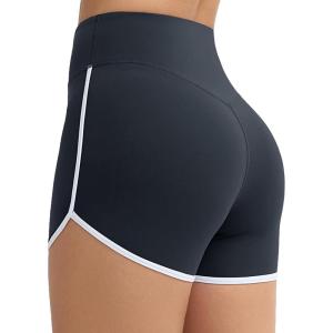 imageTHE GYM PEOPLE Womens High Waist Workout Shorts Breathable Dolphin Split Elastic Lounge Yoga ShortsCharcoal Grey