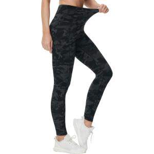imageTHE GYM PEOPLE Womens High Waist Yoga Pants Soft Tummy Control Athletic Workout Leggings with Deep PocketsBlack Camo