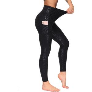 imageTHE GYM PEOPLE Womens High Waist Yoga Pants Soft Tummy Control Athletic Workout Leggings with Deep PocketsBlack Leopard
