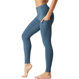 imageTHE GYM PEOPLE Womens High Waist Yoga Pants Soft Tummy Control Athletic Workout Leggings with Deep PocketsGrey Blue