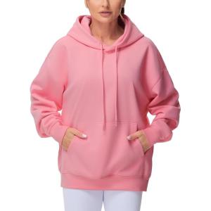 imageTHE GYM PEOPLE Womens Oversized Hoodie Lightweight Soft Drawstring Pullover Sweatshirt with PocketsWatermelon Pink