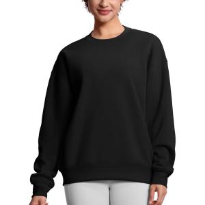 imageTHE GYM PEOPLE Womens Soft Oversized Sweatshirt Crewneck Loose fit Lightweight Pullover TopsBlack
