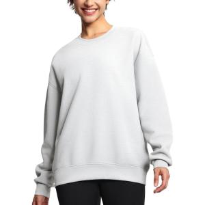 imageTHE GYM PEOPLE Womens Soft Oversized Sweatshirt Crewneck Loose fit Lightweight Pullover TopsLight Grey