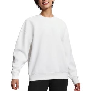 imageTHE GYM PEOPLE Womens Soft Oversized Sweatshirt Crewneck Loose fit Lightweight Pullover TopsWhite