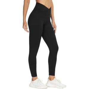imageTHE GYM PEOPLE Womens V Cross Waist Yoga Leggings with High Waisted Tummy ControlBlack
