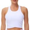 imageWomens Racerback Sports Bra Medium Support Athletic Workout Crop Tank Tops Built in BraWhite