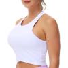 imageWomens Racerback Sports Bra Medium Support Athletic Workout Crop Tank Tops Built in BraWhite