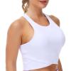imageWomens Racerback Sports Bra Medium Support Athletic Workout Crop Tank Tops Built in BraWhite