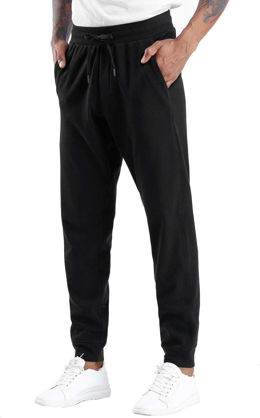 imageTHE GYM PEOPLE Mens Fleece Joggers Pants with Deep Pockets in Loosefit StyleFleece Lined Black