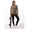 imageTHE GYM PEOPLE Fleece Mock Turtleneck Pullover Base Layer Shirts Long Sleeve Workout Tops with Thumb HoleBrown